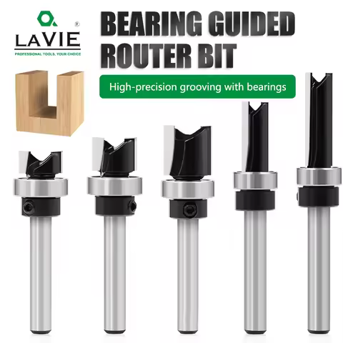 1pc 6mm 1/4"Shank Bearing Straight Router Bit Copy Trimming Cutter Line Cutter Trimming Machine Mill