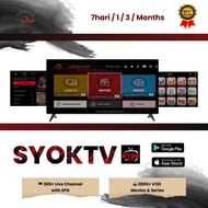 SyokTV / 1 Bulan , 3, 6 &amp; bulan SYOK TV / SyberTV IPTV Malaysia / ODTV / Nano TV / ZozoTV for ANDROID iOS SmartTV
