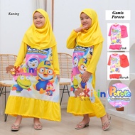 OP - GAMIS ANAK PRINTING SET HIJAB 3-11 TAHUN/ BAJU NGAJI ANAK PEREMPUAN MUSLIM MOTIF BOBA BUBBLE FR