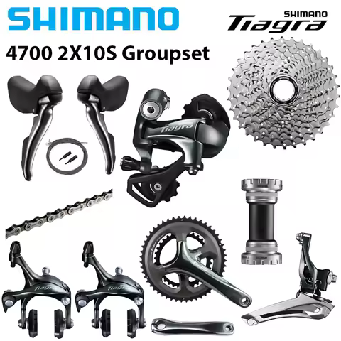 SHIMANO TIAGRA 4700 2x10S Groupset 4700 Shifter Front/Rear Derailleur Brake Crankset HG500-10 Casset