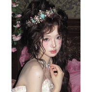 crown princess crown cantik Rococo Princess Colorful Crown Queen Crown Bride Retro Golden Colorful D