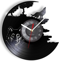 12 Forest Wolf LED Vinyl Record Wall Clock with 7 Color Changes Night Light Howling Wolf Wildlife Na