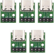 xiwai 5pcs/Set DIY OEM Type C Female Plug Socket Connector to 4Pin Pitch=2.54mm Contact Header Verti