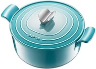 ZGSH Kitchenware Cast Iron Pot, Round Cooker, Cast Iron Enamel Cooker, Soup Pot, Direct Fire Cooker Universal, Blue (Color : Blue, Size : 26cm)