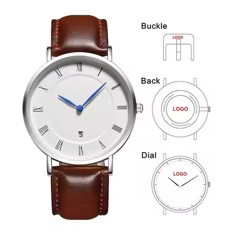 Classic Design Calender Men Watch Custom Brand Logo Private Your Label Watch Roman Numbers