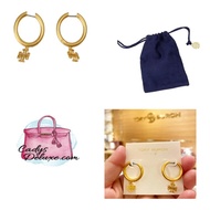 (STOCK CHECK REQUIRED)BRAND NEW AUTHENTIC INSTOCK TORY BURCH HOOP CIRCLE LOGO DROP EARRINGS 136067 GOLDEN