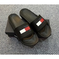Tommy Hilfiger Men Sandals US9/UK8/EU42 Black TH Flag Slides Established MCMLXXXV
