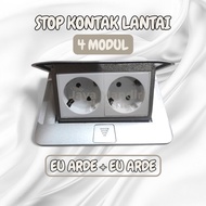 Full Silver FloorStop Kontak 4 Floor Socket Modules 2 EU Grounded + EU EU EU EU EU table Socket