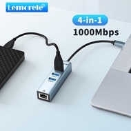 Lemorele TC43 USB-C Hub 1 USB3.0 And 2 USB2.0 Gigabit Ethernet LAN RJ45 Network Adapters