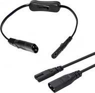 IEC 320 C8 to IEC 320 C7 Cable IEC Male to Female Power Extension Cable with Switch, IEC 320 C8 to C