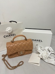 Chanel Mini CF with Handle 20cm 奶茶焦糖色