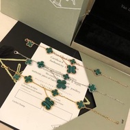 VCA 梵克雅寶 綠瑪瑙五花四葉草手鍊 玫瑰金/金色/銀色