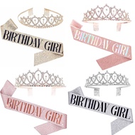 Bling Rhinestone Crystal Crown Birthday Anniversary Decoration Happy 18 21 30 40 50th Birthday Satin