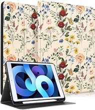 Uppuppy for iPad 9th/8th/7th Generation Case 10.2 Inch Girls Cute Women Flower Folio Smart Cover Pencil Holder Girly Teens Pretty Aesthetic Unique Cases for Apple iPad 7/8/9 Gen A2602 A2270 A2197