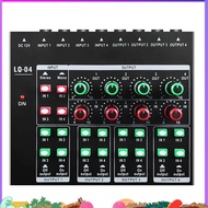 -LQ04 4-Channel Mixer 4-Channel Headphone Amplifier Sound Card Mixer Recording Interface with Dj Mix