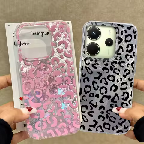 Pink Leopard Print Phone Cases for Xiaomi Redmi Note 14 13 12 11 11S 10 10S 8 9 Pro 15 15C 13C 14C 9