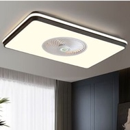 DDS - 現代吸頂電風扇吊燈（黑色長方-無極調光-遙控+智能款）#N270_009_338