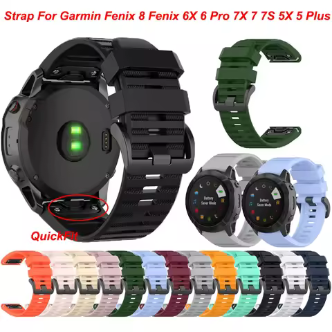 22mm 26mm Silicone Watch Band Straps For Garmin Fenix 6 6X 6S 7 7S 7X 8 Pro Wristband Fenix 5 5X 5S 