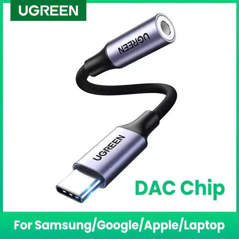 UGREEN Type C to 3.5mm Earphone USB C Cable USB C to 3.5 Headphone Adapter DAC Audio Cable For Xiaom