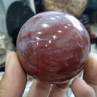 【Shop with Confidence】 60mm Red Rose Petrified Wood Sphere Agate Quartz Crystal Madagascar