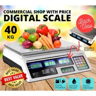 40kg Electronic Digital Price Computing Rechargeable Supermarket Counting Scale Penimbang Harga Timb