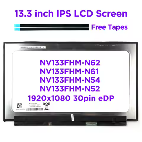 13.3" IPS Laptop LCD Screen NV133FHM-N62 NV133FHM N61 N54 N52 LP133WF4-SPA1 LQ133M1JW15-E Matrix Dis