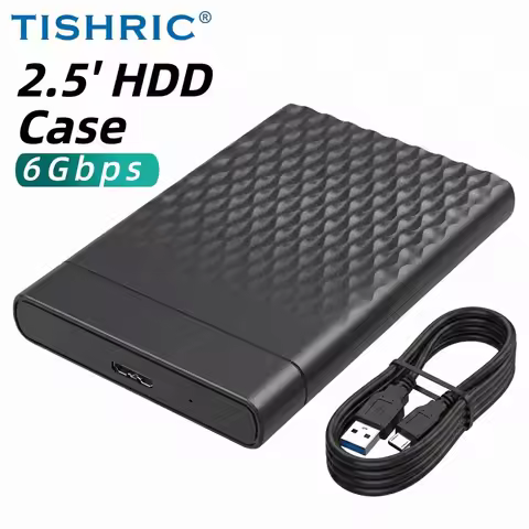 TISHRIC HDD Enclosure 2.5" SDD SATA To USB 3.0 External Hard Drive Case Up To 6Gbps High Speed Hard 