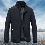 【Ready Stock】❀ jaket lelaki Outdoor windproof waterproof Autumn new men's casual stand collar jacket for middle-aged and young fathers, thin jacket for work clothes, factory lea