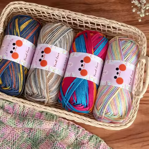 100g/Roll 170M Section Dyed Milk Cotton Wool Ball Thick Yarn Milk Cotton Yarn Threads Hand Knitted B