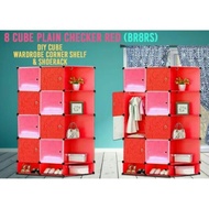 SmartKids Plain Checker Red 8C DIY Cube w Corner Rack & Shoerack (BR8RS)