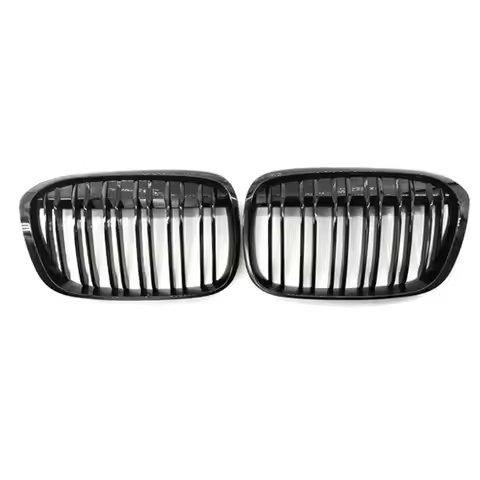 Car Front Bumper Grille Double Line Gloss Black For BMW X1 F48 F49 2016-2018 Part Numbers 5111738336