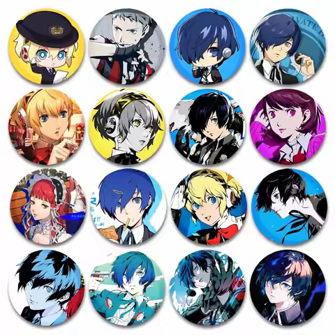 Vintage Game Persona 3 Button Pins P3 Shin Yuuki Tensei Yukari Makoto Takeba Megami Cartoon Badge Ba