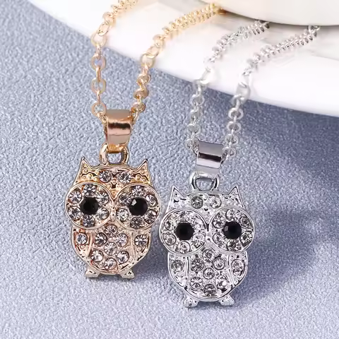 Aihua New Fashion Crystal Owl Necklaces For Women Girls Happy Birthday Jewelry Gifts