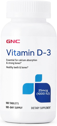 GNC Vitamin D-3 วิตามินดี 3 ปริมาณ 2000 IU 180 เม็ด นำเข้าอเมริกา