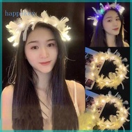 HAP LED Feather Crown Headband Light Up Angel Headband Luminous Princess Headband