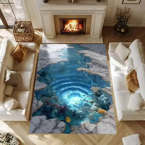 3D Underwater Rug Huge Crack Carpet Huge Crack Rug 3D Looking Carpet Looking Rug Optical Illusion Ca