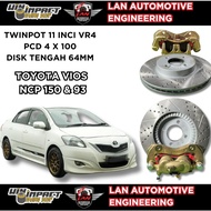 [ FRONT ONLY ] TOYOTA VIOS NCP 93 & 150 UPGRADE TWINTPOT VR4 RIM 15 INCI JJ 6.5 PNP ONLY EASY INSTAL