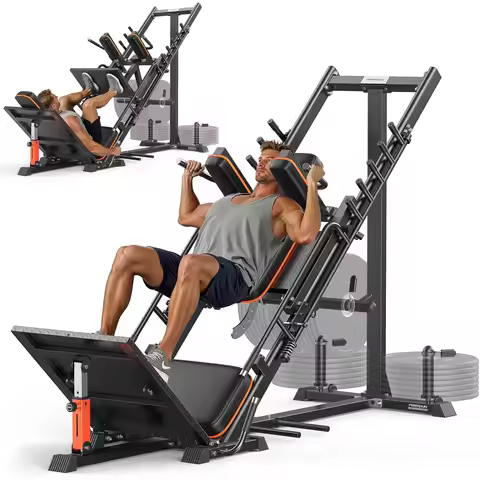 FEIERDUN 3‑in‑1 Leg Press Hack Squat Machine with Ultra-Quiet Pulley System –Adjustable Leg Press Ma