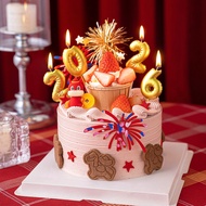 New Year Spring Festival Fireworks Acrylic Cake Decoration 2026 Golden Digital Candle Baking Plug-in