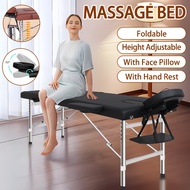 Portable Massage Bed+Pillow Katil Bekam Katil Urut Katil Spa Katil Mudah Lipat Spa Facial Bed Black按