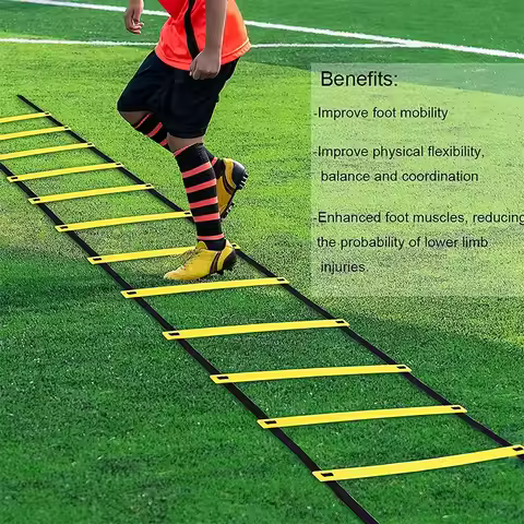 Professional Agile Ladder-Heavy duty Nylon Training Ladder with Anti slip Rod,Foldable,Easy to Carry
