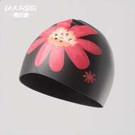 Pulassi Childrens Swimming Cap Silicone Waterproof Comfortable Large Head Circumference Boys And Gir