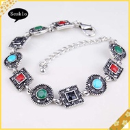 [SK] Boho Women Circles Square Colorful Resin Carved Ethnic Bracelet Party Jewelry