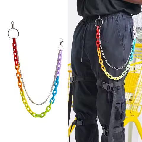 Rainbow Acrylic Wallet Chains Black Jean Rock Punk Keychain Pants Belt Chain Jean Chains for Men Key