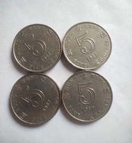 🔥1987 年 香港 女皇頭5元硬幣 x 4個💵 手快有手慢冇！