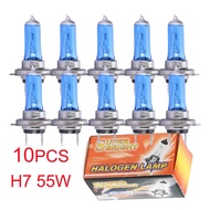 10PCS H7 12V 55W Lampu Halogen Mentol Kereta 5500K-6000K Super Brights H7 Lampu Halogen Cahaya 10Pcs