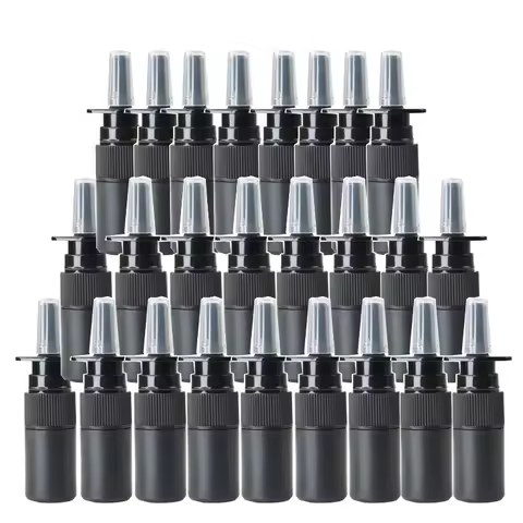 100pcs 5ml HDPE Black Empty Nasal Spray Bottle Pump Sprayer Mist Nose Spray Bottle Portable Refillab