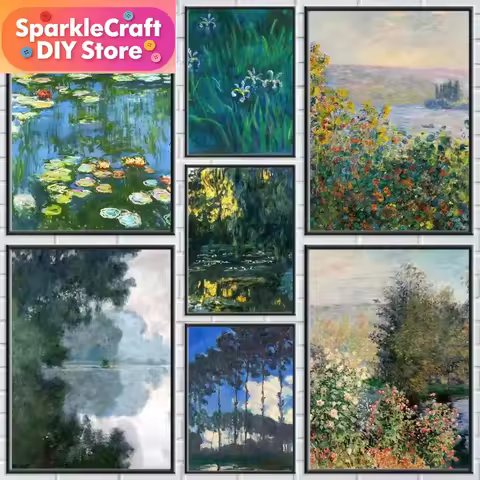 C-Claude M-Monet Art Diamond Painting Mosaic Diamond Embroidery Handmade Art Gift Home Decoration