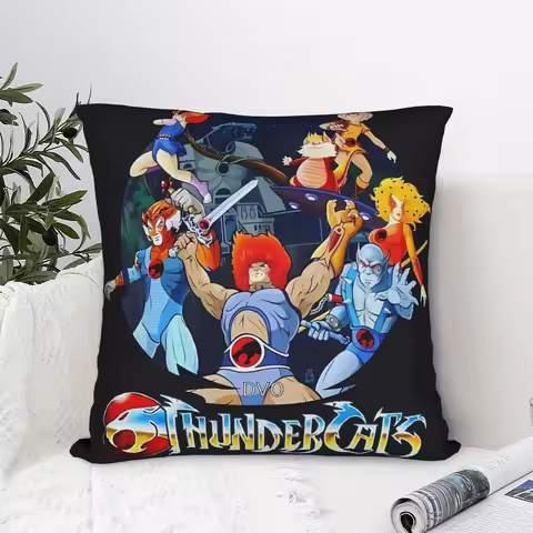 1pc ThunderCats Classic Cartoon Group Print Throw Pillow Cover, 2D Double-Sided Polyester Cushion Ca