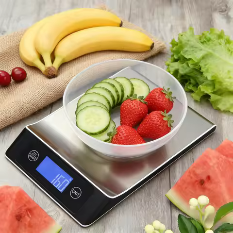 Kitchen Electronic Digital Scales 5-15Kg/1g Weighs Food Cooking Baking Coffee Balance Smart Stainles